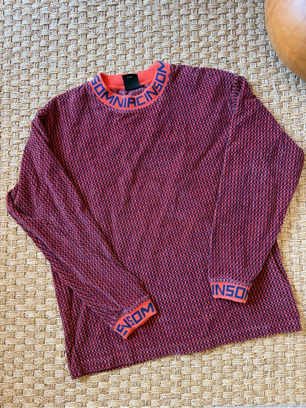 Unknown Brand Men's Red-Purple Patterned Knit Sweater